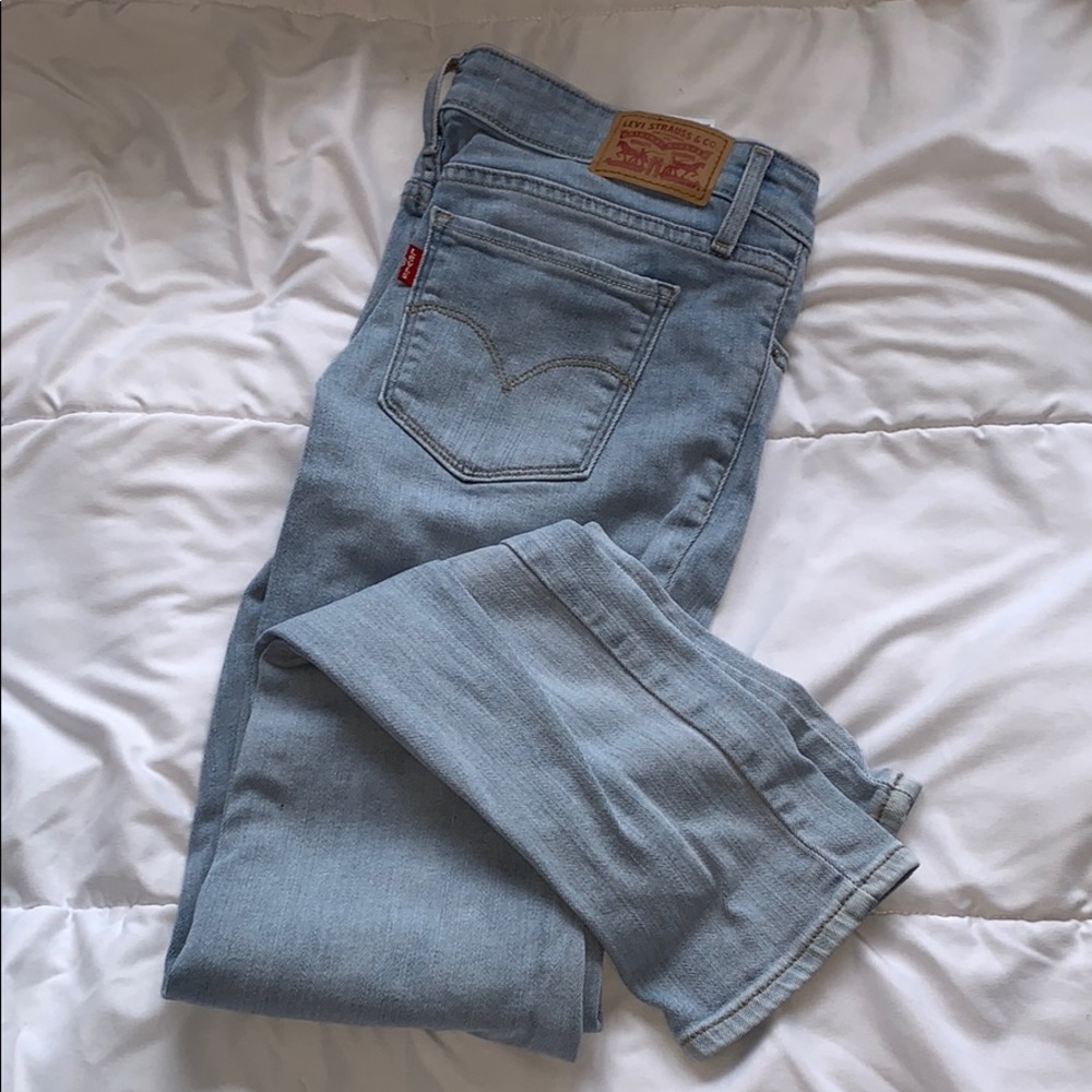 Levi Light wash jeans.